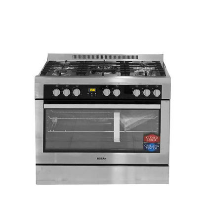 Ocean gas cooker 5 burners 90cm professional with fan cast iron stainless steel OGCF 95 X PRO S DK F
