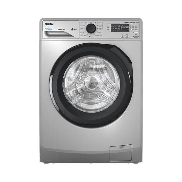 ZANUSSI 7KG PERLAMAX FRONT LOAD WASHING MACHINE 1200 RPM - SILVER, BLACK DOOR ZWF7240SB5