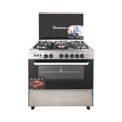 Imperial Gas Cooker, 5 Burners, 60×85 cm - Silver Black PS-6085-SS-P-ILMY