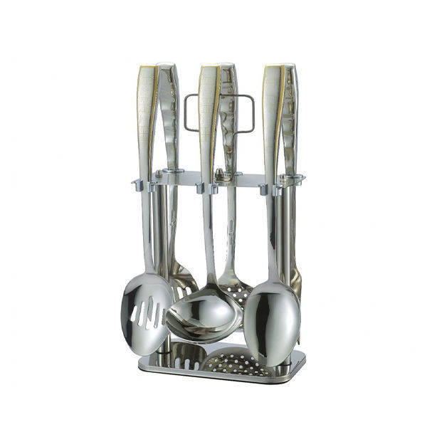 drobina spoon set 7 pieces with stand Gold MH-02026