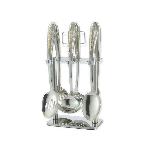 drobina spoons set 7 pieces with stand Gold MH-2001