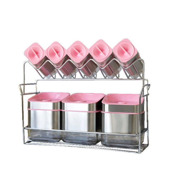 Spice box set 9 Pieces Stainless pink MH-0906