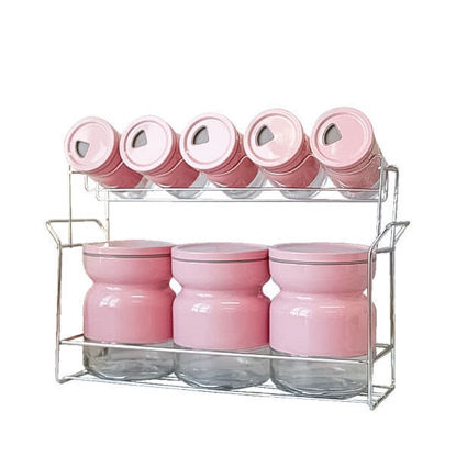 Spice box set 9 Pieces Stainless pink MH-0904