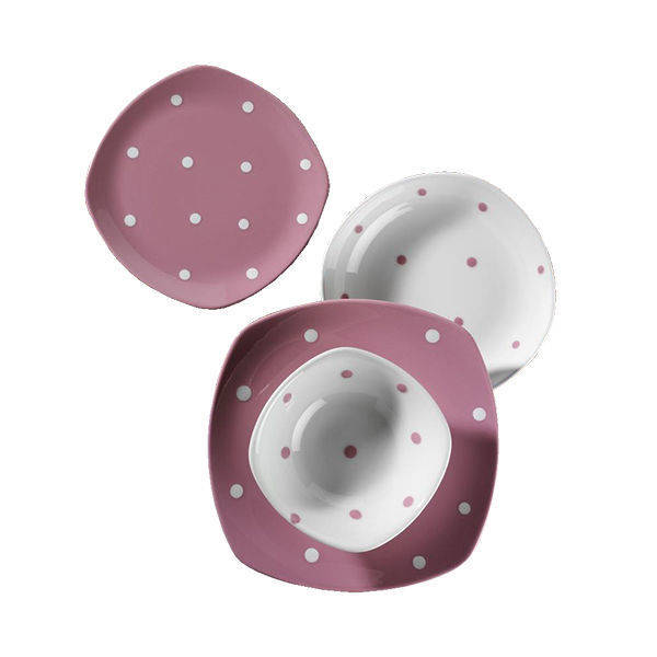 Porser 24 Pieces Dinner Set pink YT002