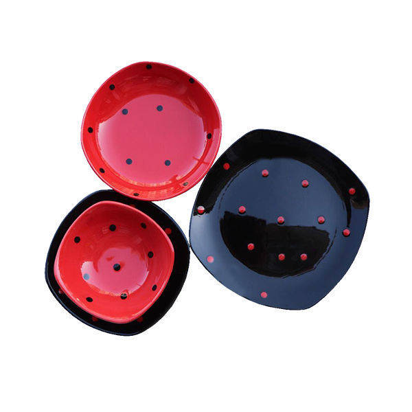 Porser 24 Pieces Dinner Set Red*Black YT0020