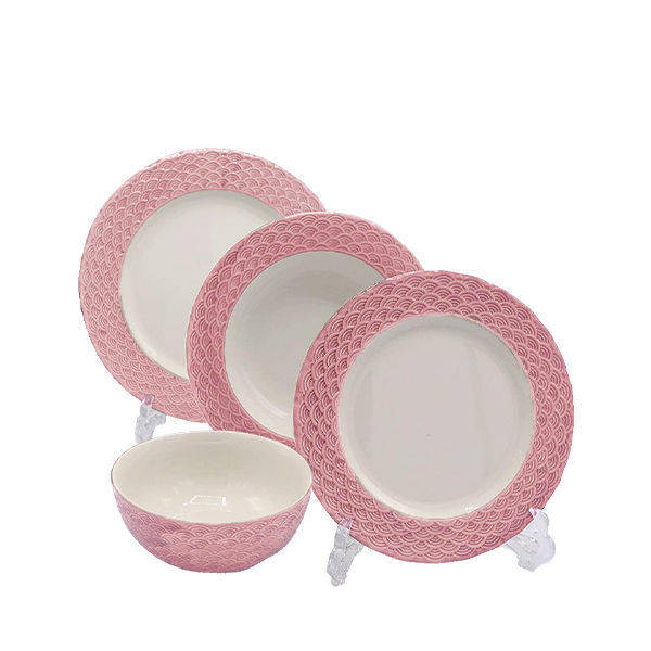 Porser 24 Pieces Dinner Set Pink YTK006