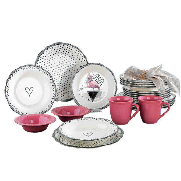 Porser 30 Pieces Dinner Set Rose*White DN461