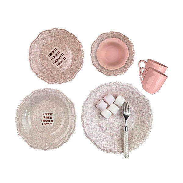 Porser 30 Pieces Dinner Set Pink PRS639