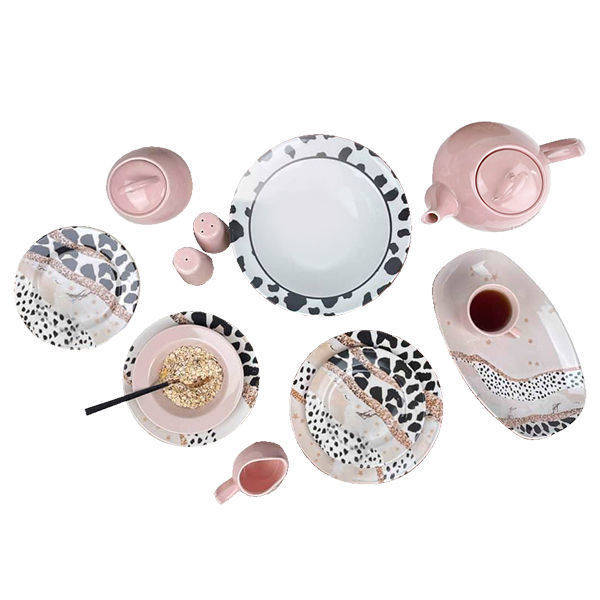 Porser 45 Pieces Dinner Set Pink PRS482