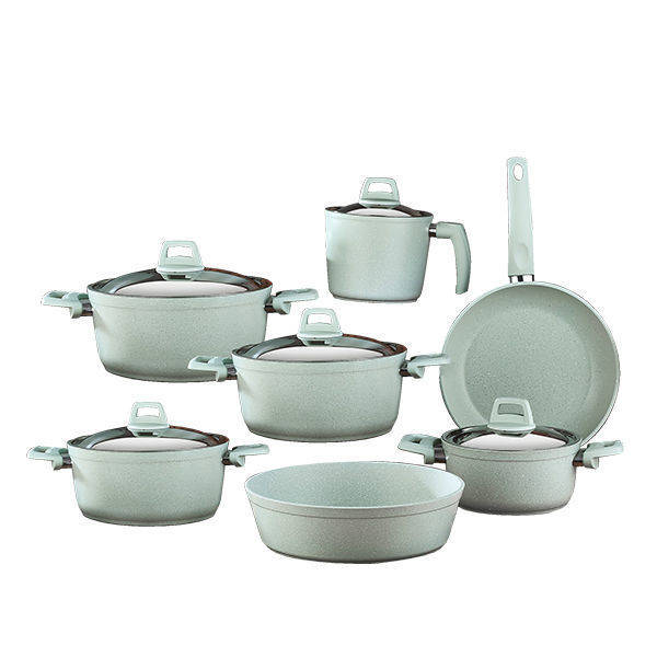 Papilla cookware set 12 pieces granite Green