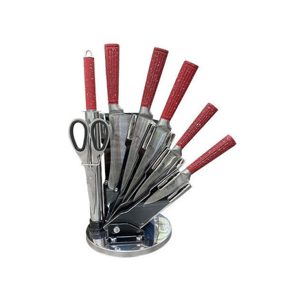 drobina Knife Set 7 Pieces Stainless Red hand