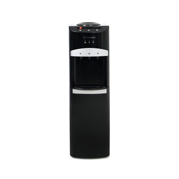 White Point Top Load Water Dispenser with Cabinet, 3 Faucets, Black - WPWD01CB