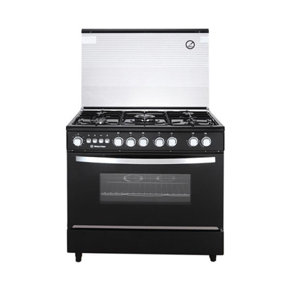 White Point Free Standing Gas Cooker 90*60 With 5 Burners In Black Color & Mirror Oven Door WPGC 9060 BA	