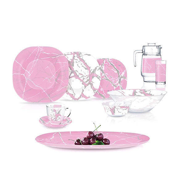 Luminarc Arcopyrex 46 Pieces MARBLE PINK SILVER