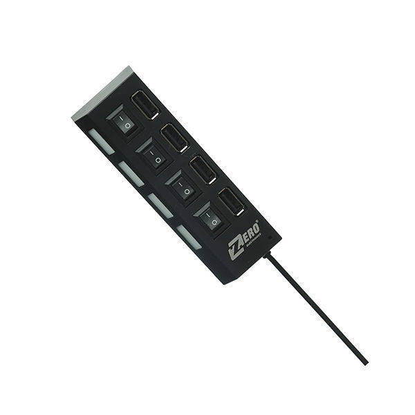 Zero high quality high speed usb hub 4 slots - black