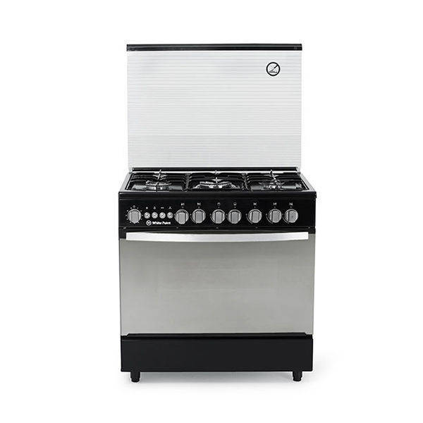 White Point Free Standing Gas Cooker 80*60 With 5 Burners In Black Color & Mirror Oven Door WPGC8060BAN
