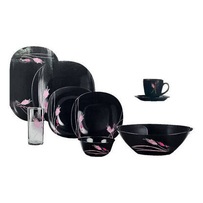 طقم اركوبال لومينارك 44 قطعة YAMILA أسود - 1908 Luminarc Arcopal 44 Pieces YAMILA Black - 1908