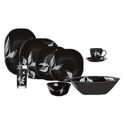 طقم اركوبال لومينارك 44 قطعة ONYX أسود*سيلفر - 9268 Luminarc Arcopal 44 Pieces ONYX SILVER BLACK - 9268