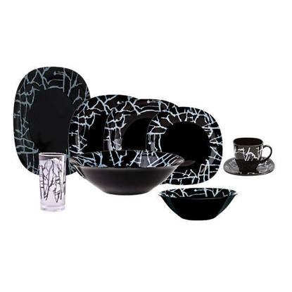 طقم اركوبال لومينارك 44 قطعة DRIPPING أسود - 9473 Luminarc Arcopal 44 Pieces DRIPPING BLACK - 9473