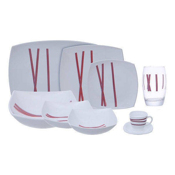 Luminarc Arcopal 44 Pieces OXFORD White*Red - 2532