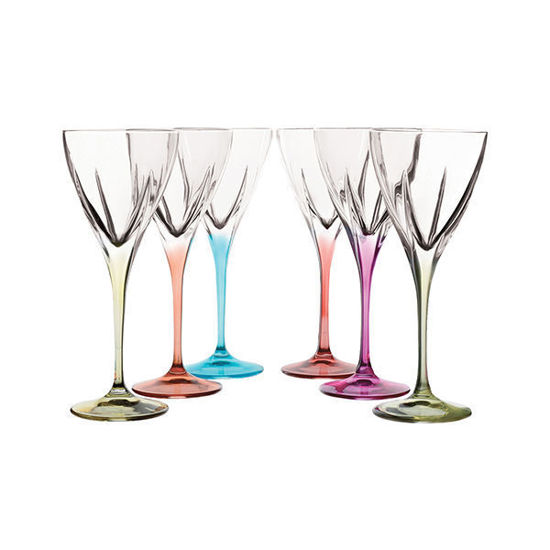 RCR Crystal Fusion Colors Water Glass cups set juice, 6 Pieces - 250 ml