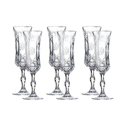 RCR Crystal Impero Water Glass cups set Flute , 6 Pieces - 160 ml