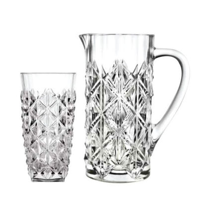RCR Crystal Enigma Water Glass Set with flask , 7 Pieces