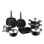 Saflon granite Cookware Set 13 Pieces Black circular