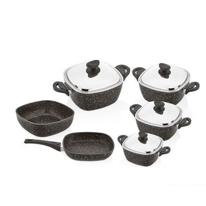 Saflon granite Cookware Set 10 Pieces Black Square