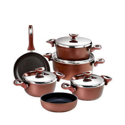 Saflon Tefal Titanium Cookware Set 10 Pieces Brown circular