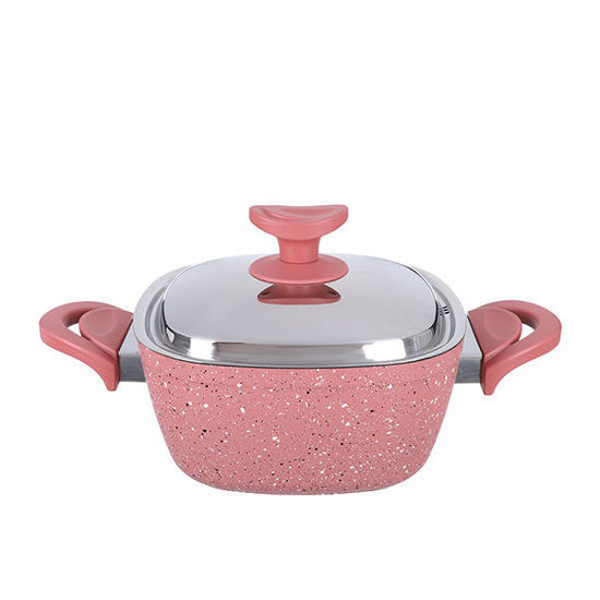 Saflon Granite cooking pot Size 18 Pink Square
