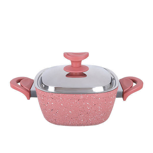 Saflon Granite cooking pot Size 20 Pink Square