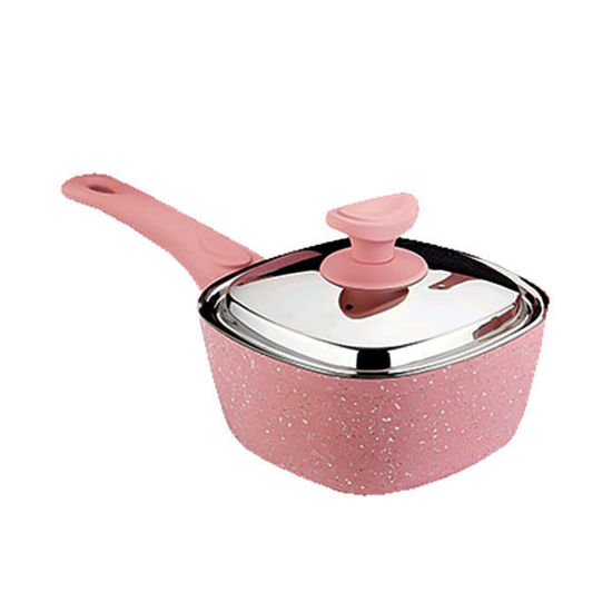 Saflon granite Sauce Pan Size 18 Pink Square