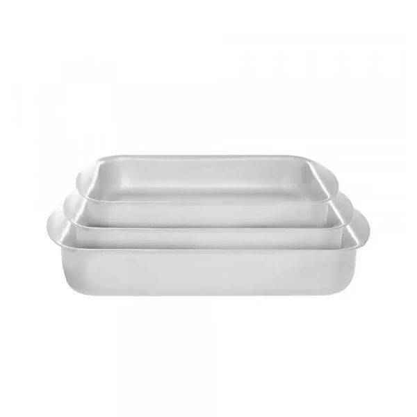 El-Zenouki Aluminum Oven tray ,set 3 Pieces - Silver