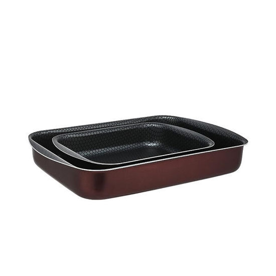 Trueval Round tray rectangular Tefal Set 2 Pieces Dark Red