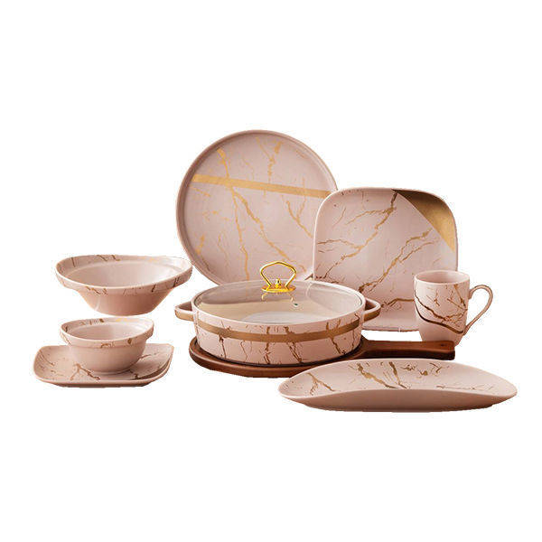 Nour Al Mostafa 35 Pieces Dinner Set Pink