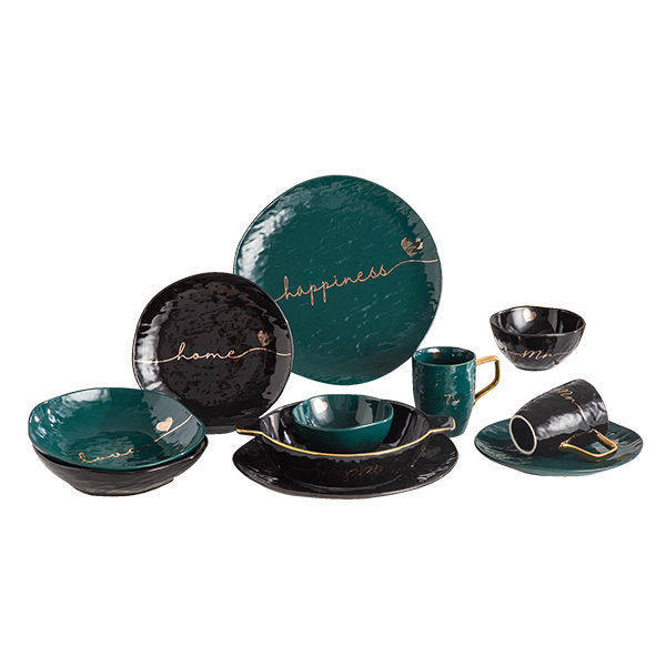 Nour Al Mostafa 31 Pieces Dinner Set Black-Green