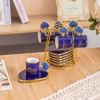 Nour Al Mostafa Coffee Set 13 Pieces With metal stand - Modern Blue