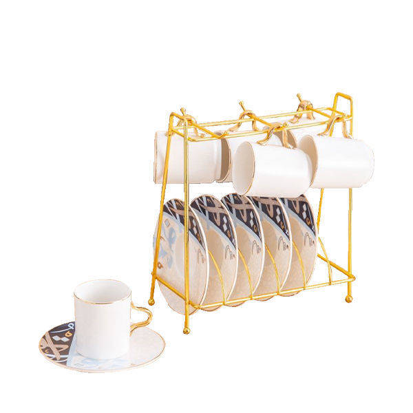 Nour Al Mostafa Coffee Set 13 Pieces With metal stand - Arabic Blue