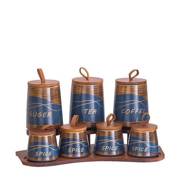 Nour Al Mostafa Spice box set 8 Pieces Blue