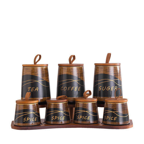 Nour Al Mostafa Spice box set 8 Pieces Black