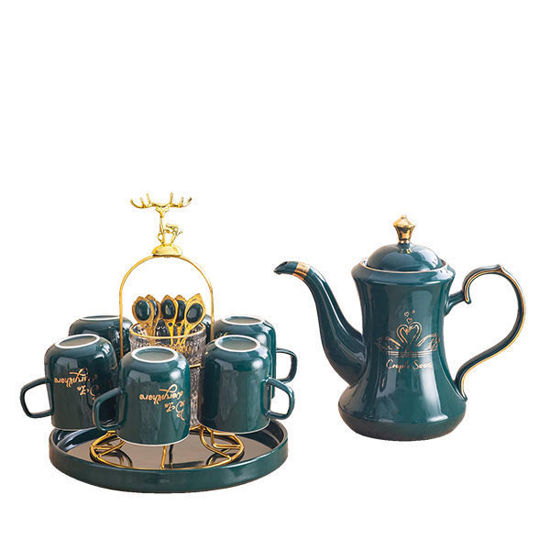 Nour Al Mostafa Thermal Porcelain Tea Set 17 Pieces - Swan Green