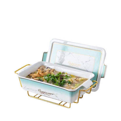 Nour Al Mostafa porcelain rectangular oven tray - happiness Multi Colors