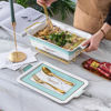 Nour Al Mostafa porcelain rectangular oven tray - happiness Blue