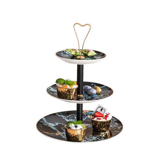 Nour Al Mostafa Cake Stand 3 Doors Marble Black*Blue