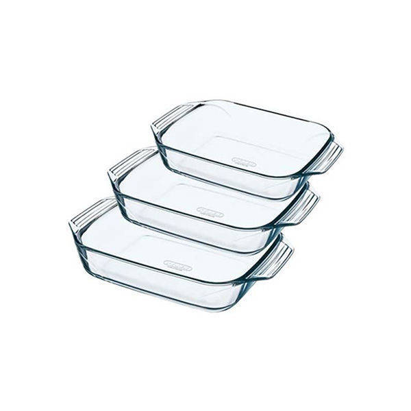 Pyrex rectangular oven tray set 3 Pieces with hand