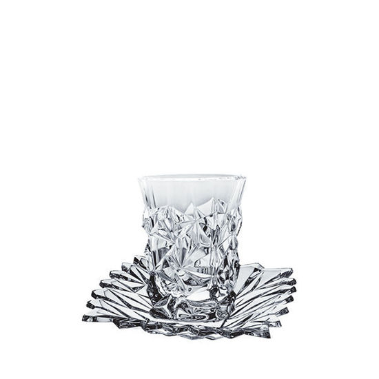 Bohemia Crystal TEA Glass cups set By the plate , 6 Pieces , 338	