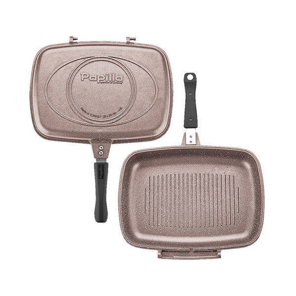 Papilla rectangular Double Grill Granite Pan Size 36 Beige