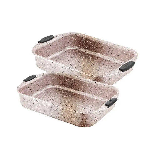 Papilla Granite rectangular oven tray Set 2 Pieces Beige