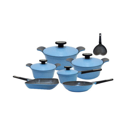 Neoflam granite cookware set 14 piece blue	